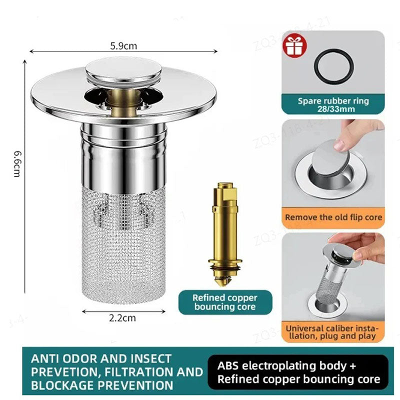 Isolate Odor and Prevent Cockroaches - Stainless Steel Floor Drain Filter-up