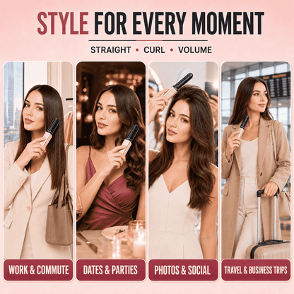 3-in-1 Anti-Scald Hair Styling Brush | Straighten, Curl & Volumize-up