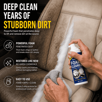 Car Interior Foam Cleaner — Removes Grease, Dust, Coffee Stains & Grime