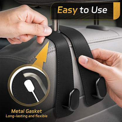 Car Headrest Double Hooks — Strong Seatback Hanger for Bags & Shopping Bags