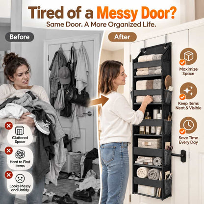 Over-the-Door Organizer — Multi-Pocket Storage + Free Hooks