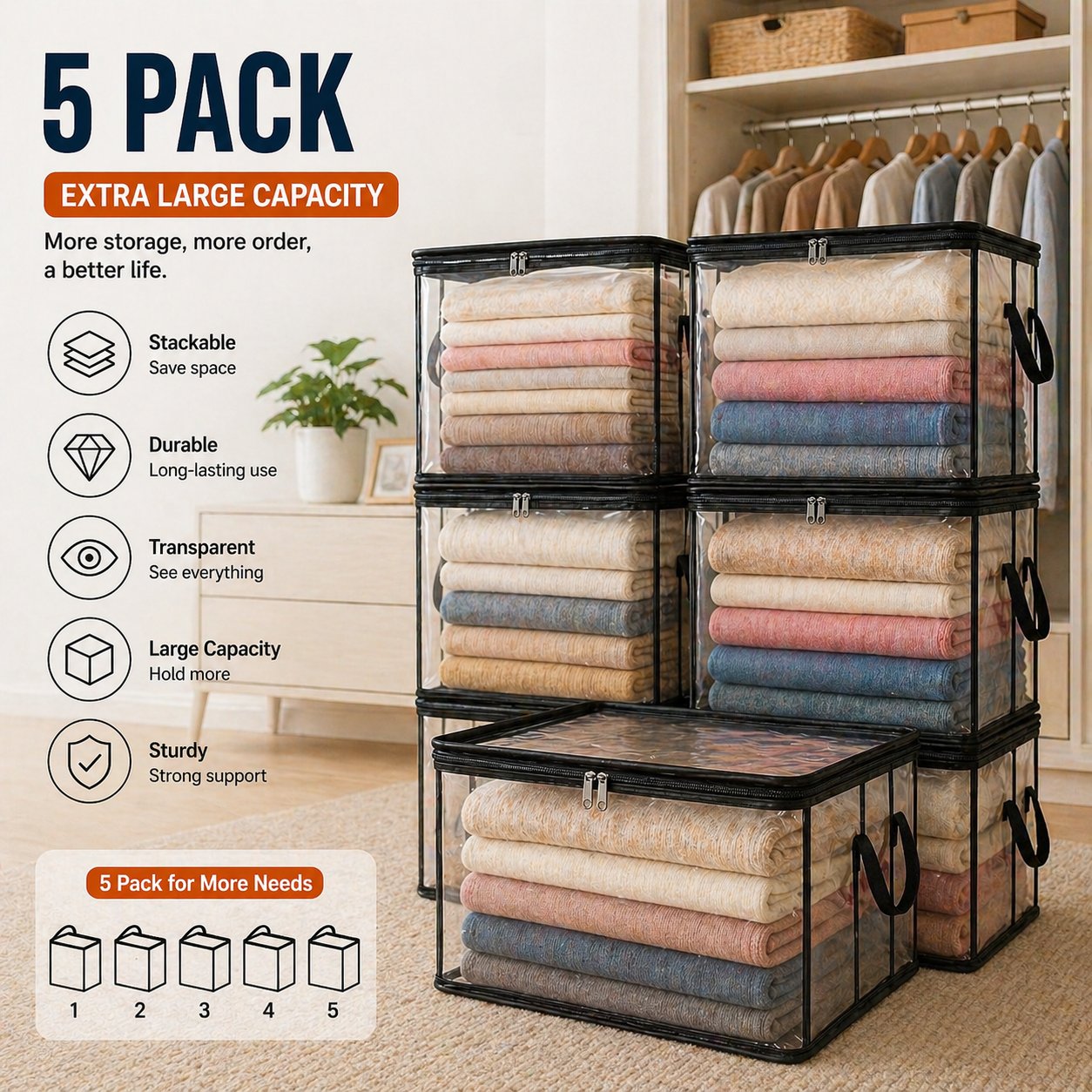 🎁LAST DAY 50% OFF ✨📦 Large Heavy-Duty Thick Plastic Clear Storage
