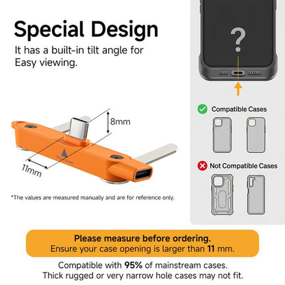 240W SuperCharge 360° Rotating Invisible Stand Detachable 2-in-1 Charging Cable, Zinc Alloy Silicone Type-C Cable, Compatible with Apple and Samsung, Essential for Gaming, Office and Car Use🍀