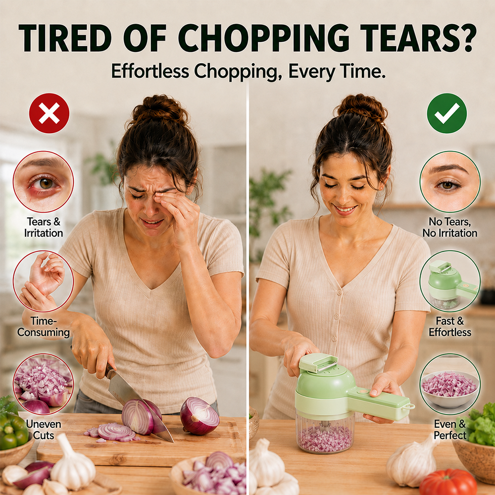 4-in-1 Cordless Electric Chopper, Slicer, Peeler & Scrubber