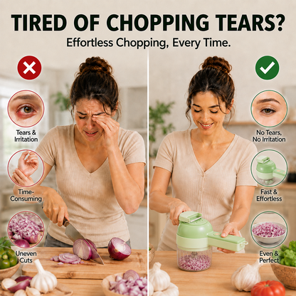 4-in-1 Cordless Electric Chopper, Slicer, Peeler & Scrubber