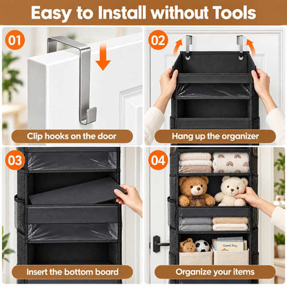 Over-the-Door Organizer — Multi-Pocket Storage + Free Hooks
