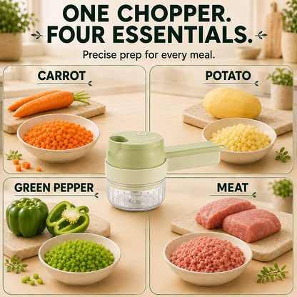 4-in-1 Cordless Electric Chopper, Slicer, Peeler & Scrubber