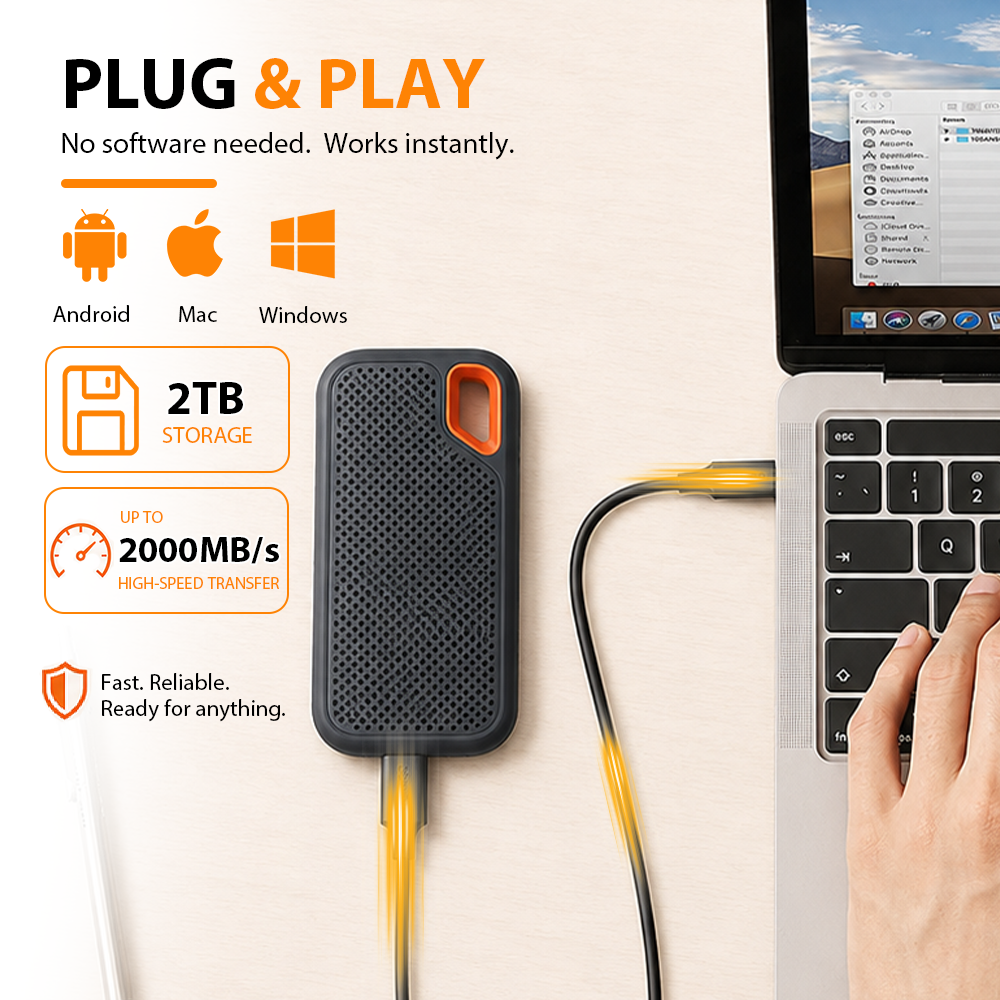 ⚡2TB Type-C Portable Mini SSD | High-Speed External Storage Drive for Laptop, Desktop & Smartphone