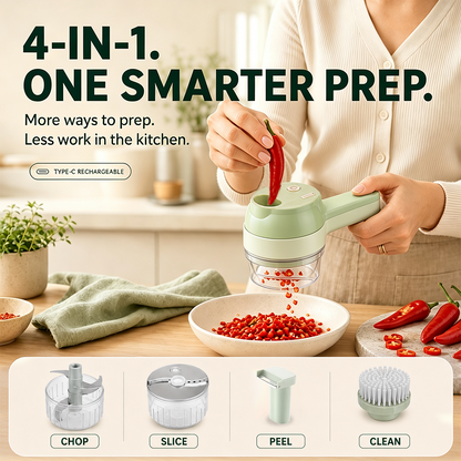 4-in-1 Cordless Electric Chopper, Slicer, Peeler & Scrubber