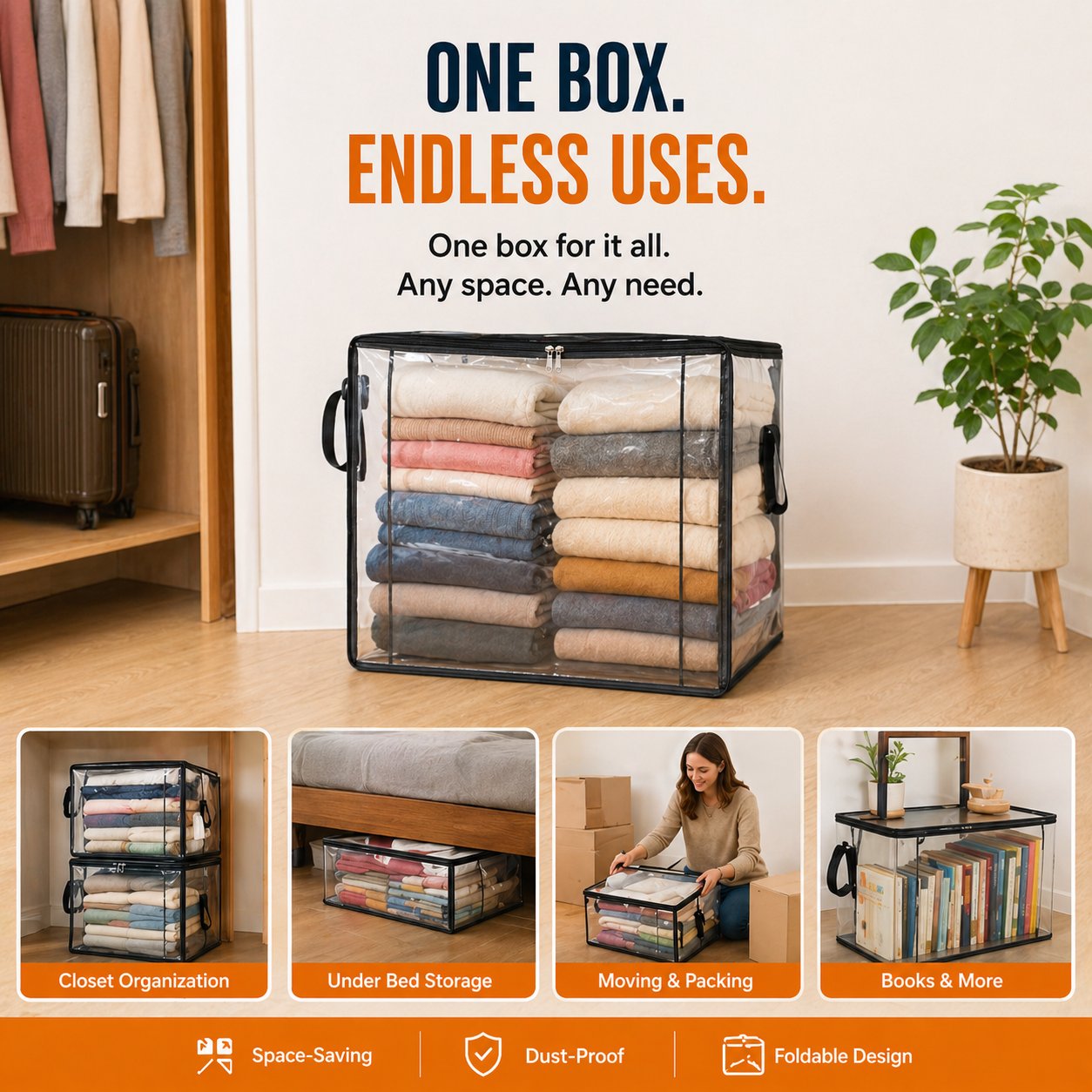 🎁LAST DAY 50% OFF ✨📦 Large Heavy-Duty Thick Plastic Clear Storage