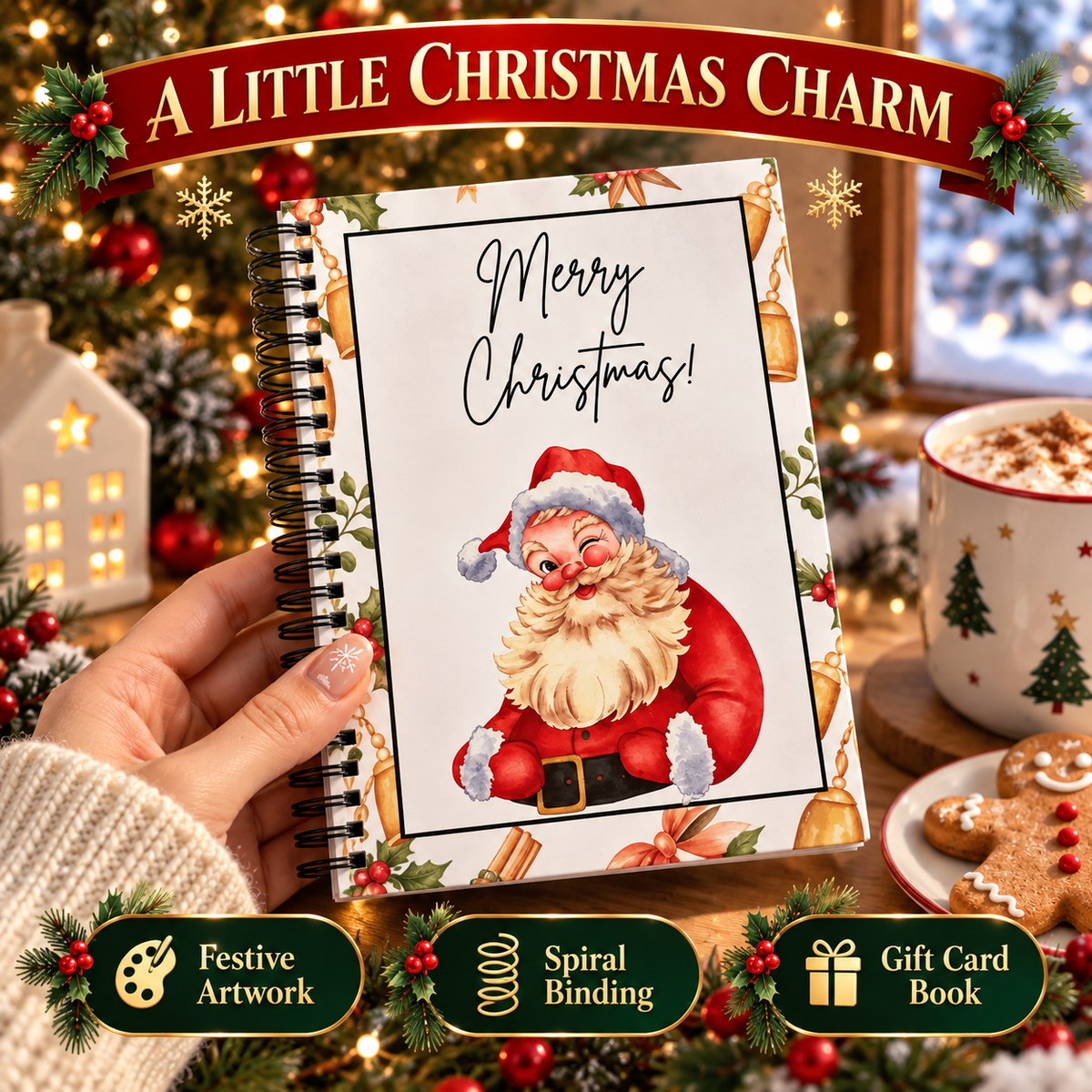🔥 Last Day 50% OFF 🔥 Christmas Gift Card Book – 12 Gift Card Pages & Personal Message Holder
