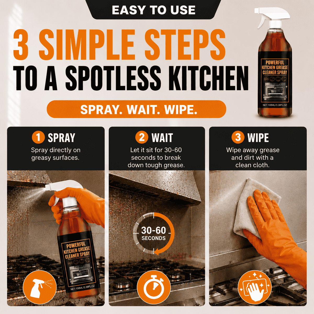 Powerful Kitchen Grease Cleaner Spray