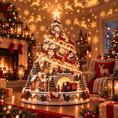 🎄 Magical Christmas Village Projection Centrepiece – 2 Festive Scenes