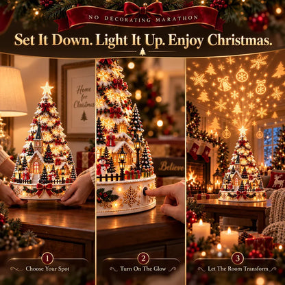 🎄 Magical Christmas Village Projection Centrepiece – 2 Festive Scenes