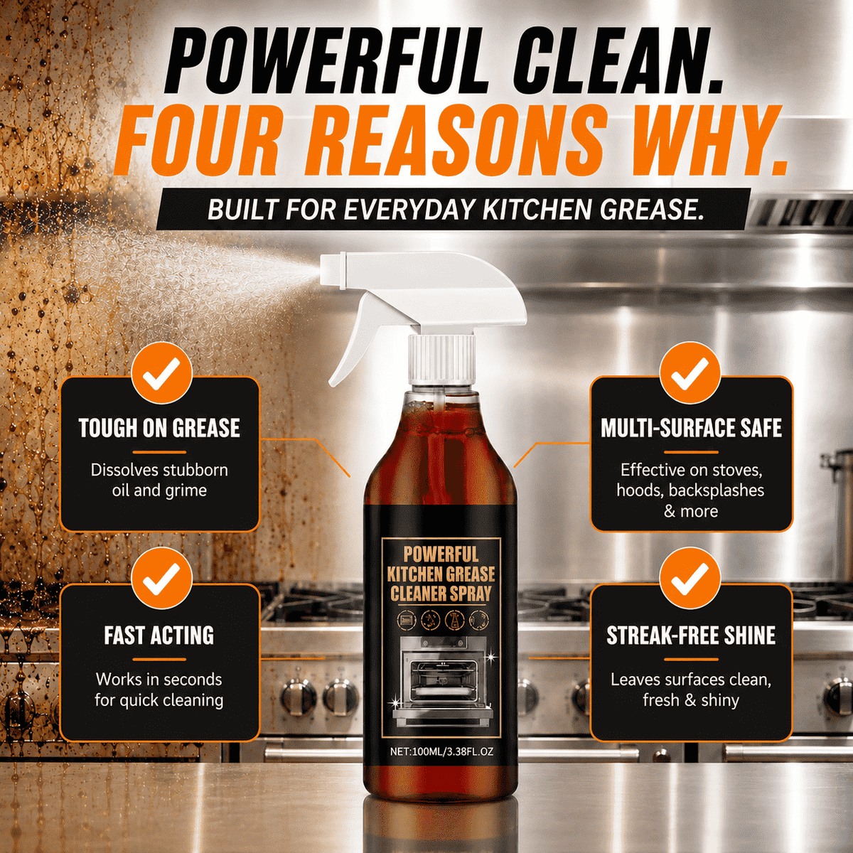 Powerful Kitchen Grease Cleaner Spray