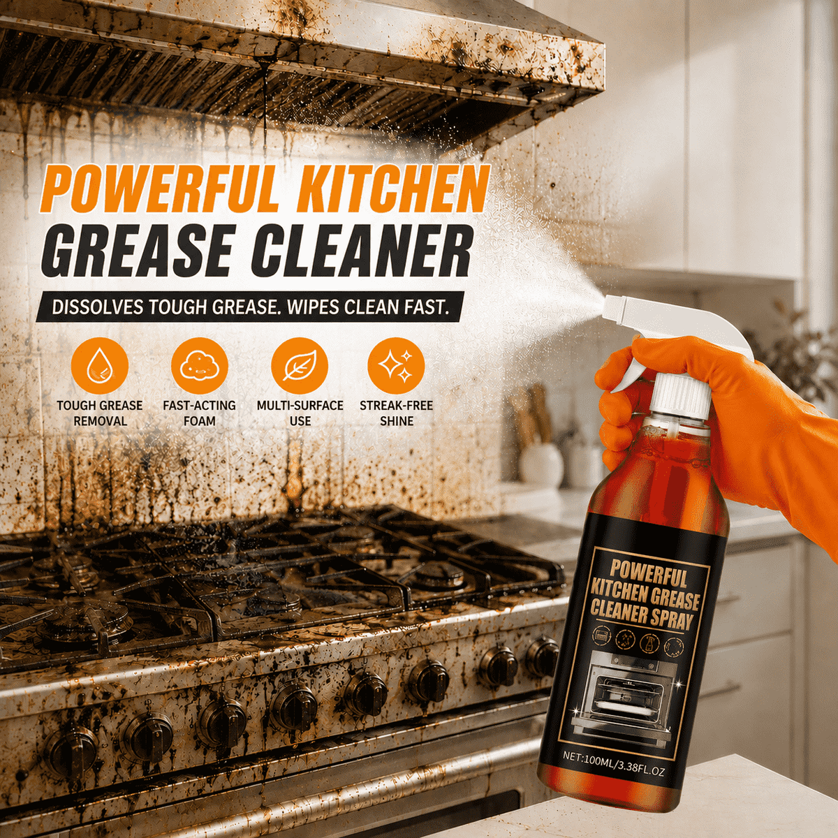 Powerful Kitchen Grease Cleaner Spray