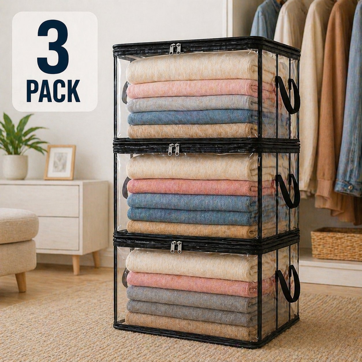 🎁LAST DAY 50% OFF ✨📦 Large Heavy-Duty Thick Plastic Clear Storage