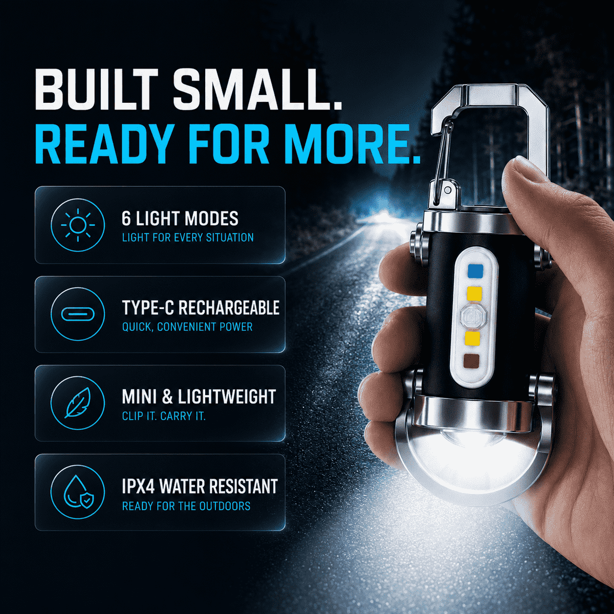 Sky-Reaching Beam Mini Keychain Flashlight – Ultra Bright Waterproof LED Pocket Light
