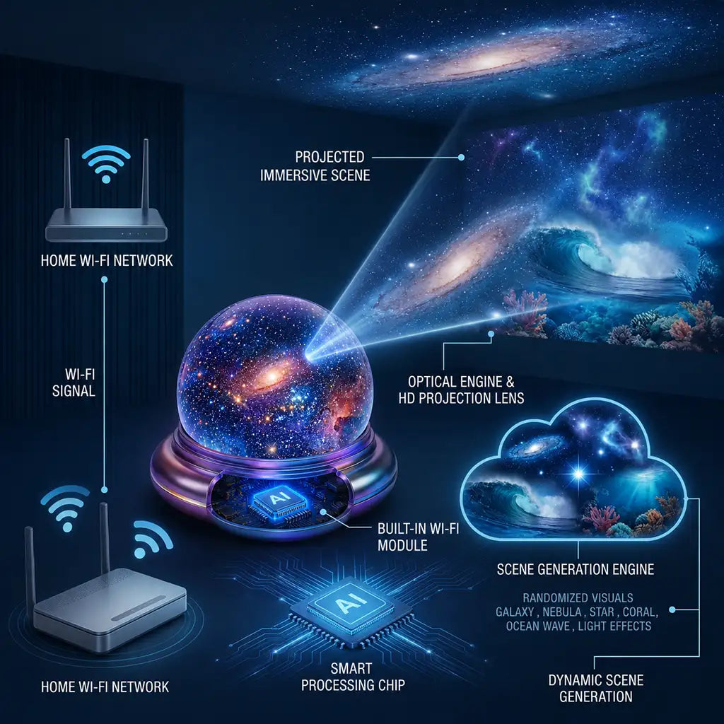 🔮Night Light Projector - Smart Holographic Star Projector -up