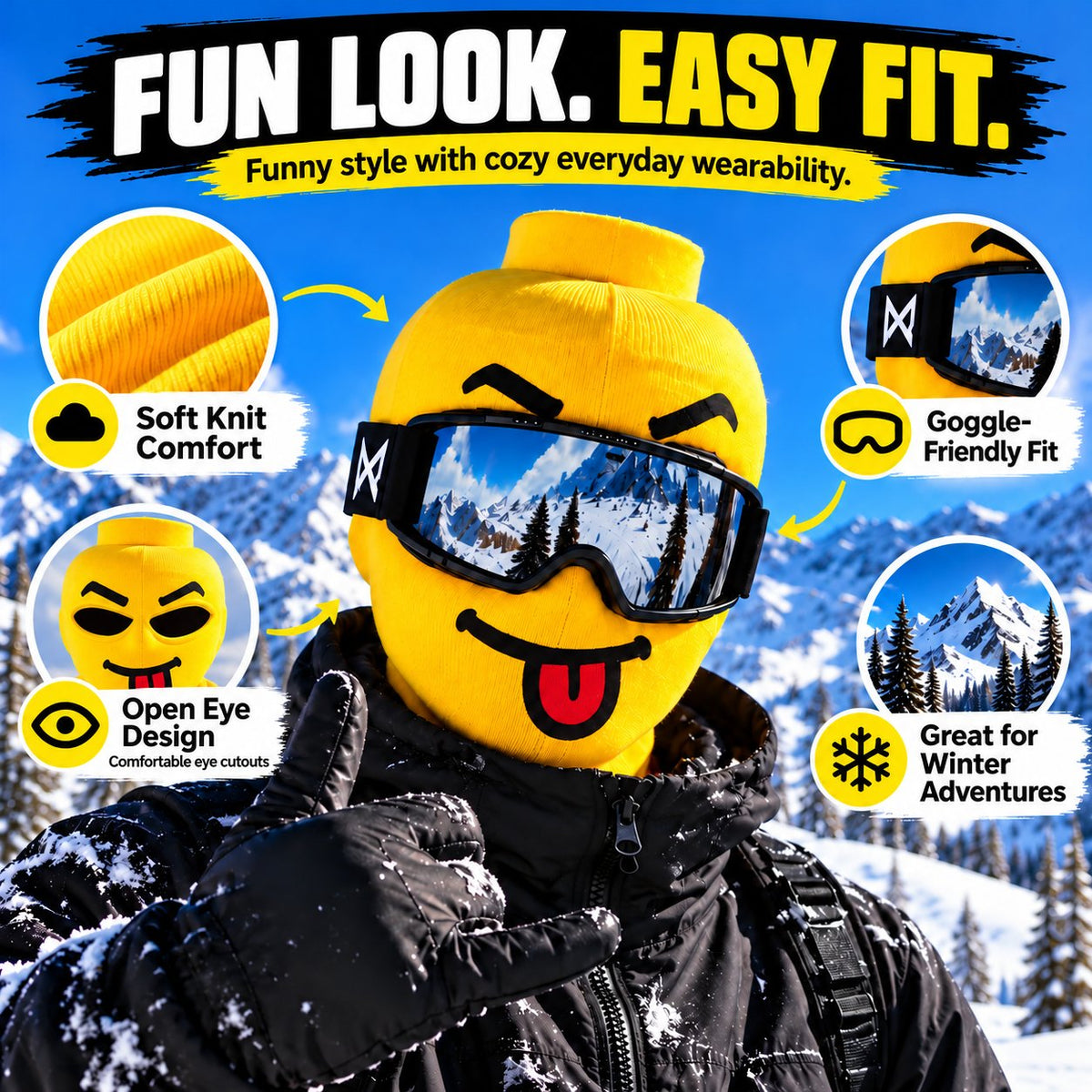 Real-Life Brick Figure Ski Mask – Become a Living Toy Character!